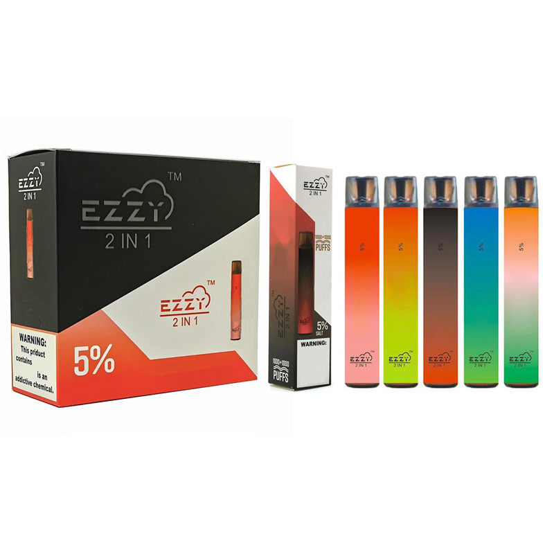 

Ezzy 2 In 1 Disposable Vape Pen Device e cigarettes 1000+1000 Puffs 6.5mL Prefilled Pods Cartridge 900mAh Battery Puff XXL