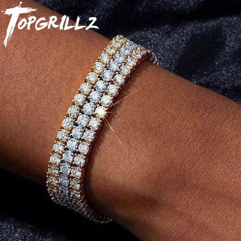 

3mm-6mm Mens/Women AAA+ Cubic Zirconia Tennis Bracelet Hip Hop Jewelry Iced Out 1 Row Gold CZ Charms Bracelet For Gifts