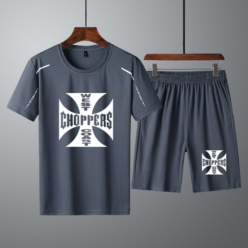

Men' Tracksuits Fashion High Quality Casual Men Short Sets West Choppers Printing Summer Pure Cotton T-shirt+shorts 2Pcs Suit