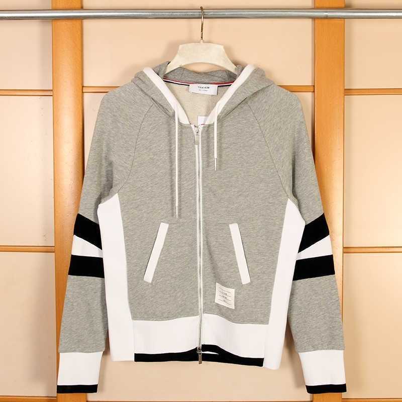 

hoodies2021 Fashion TB Brand Hip Hop hooded zipper jacket Men Women sport Sweatshirts Hoodies Patchwork Casual Sportswear male, Black