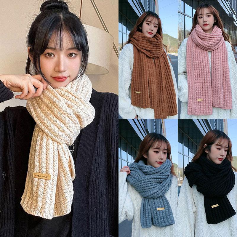 

Scarves Unisex Luxury Foulard Aldult Thick Warm Winter Scarf For Women Solid Fashion Knitted Shawl And Wraps Men's Long Cachecol
