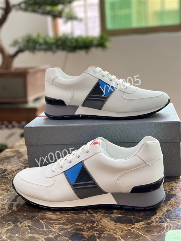 

Prad 2021 Boots designer Sneaker White Leather Calfskin shoes Top Technical Knit Women Platform Sneakers Blue Grey size38-46, 08
