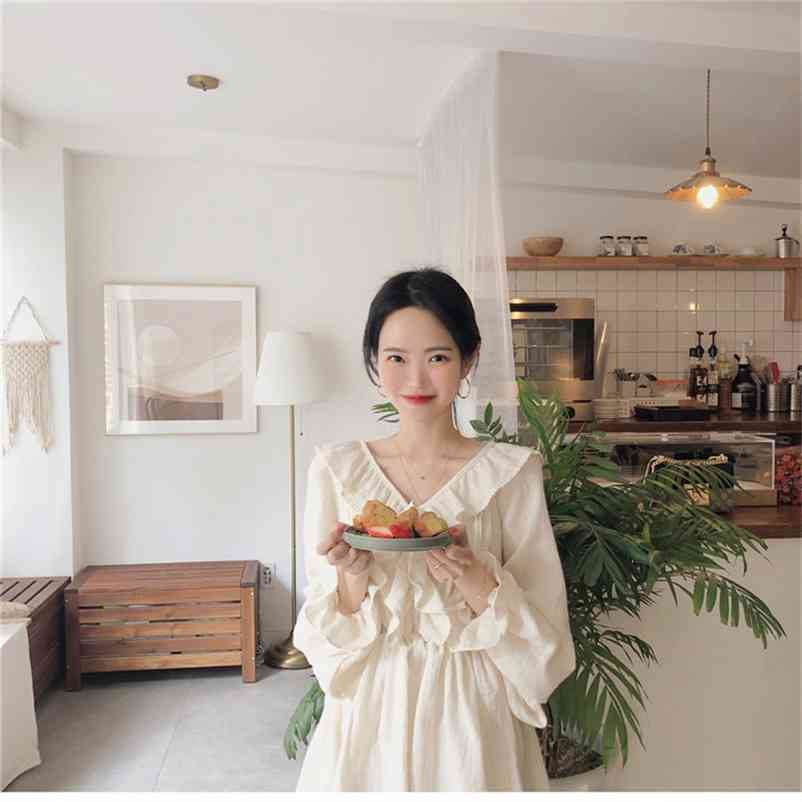 Loose shirt Spring Casual Ruffles v neck Solid Tops Long sleeve Girls Blouse Plus Size Summer Women Blouses femme 210417Z