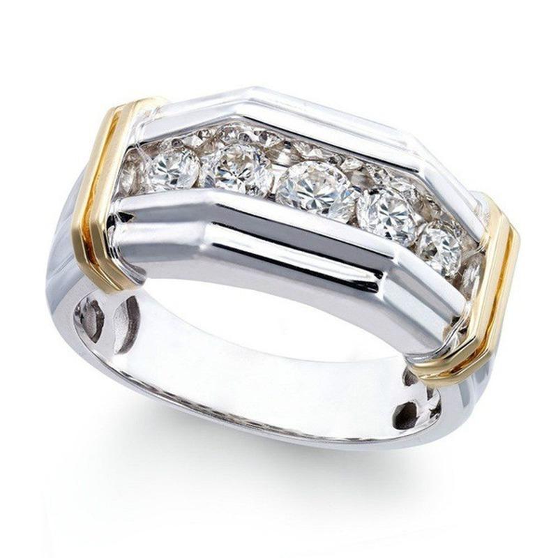 

Wedding Rings Electroplating Two-tone Platinum Ring For Men Inlaid Zircon Unisex Couple Fashion Exquisite Jewelry, Slivery;golden