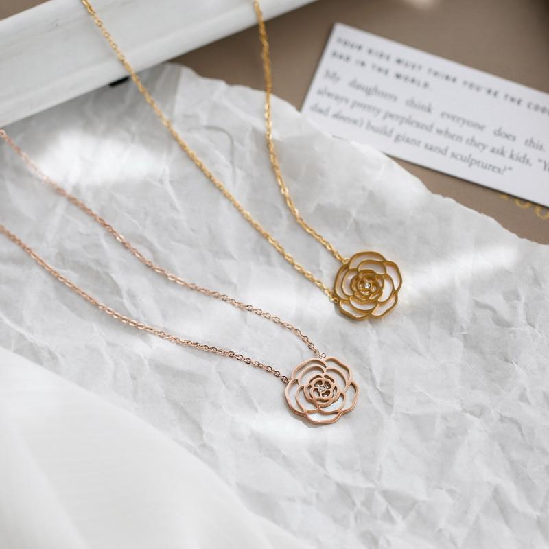 

Pendant Necklaces YUN RUO Yellow Gold Color Shell Camellia Choker 316l Stainless Steel Jewelry For Woman Neckalce Factory Wholesale Never Fa, Silver