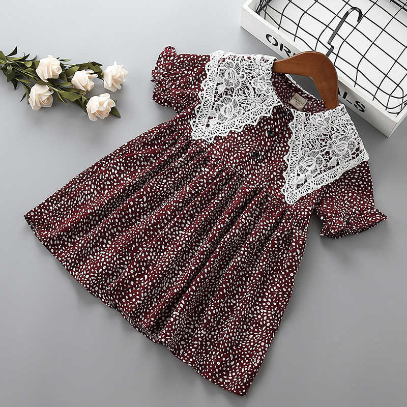 

2- year High quality girl dress summer fashion lace flower kid children clothing party birthday princess 210615, White