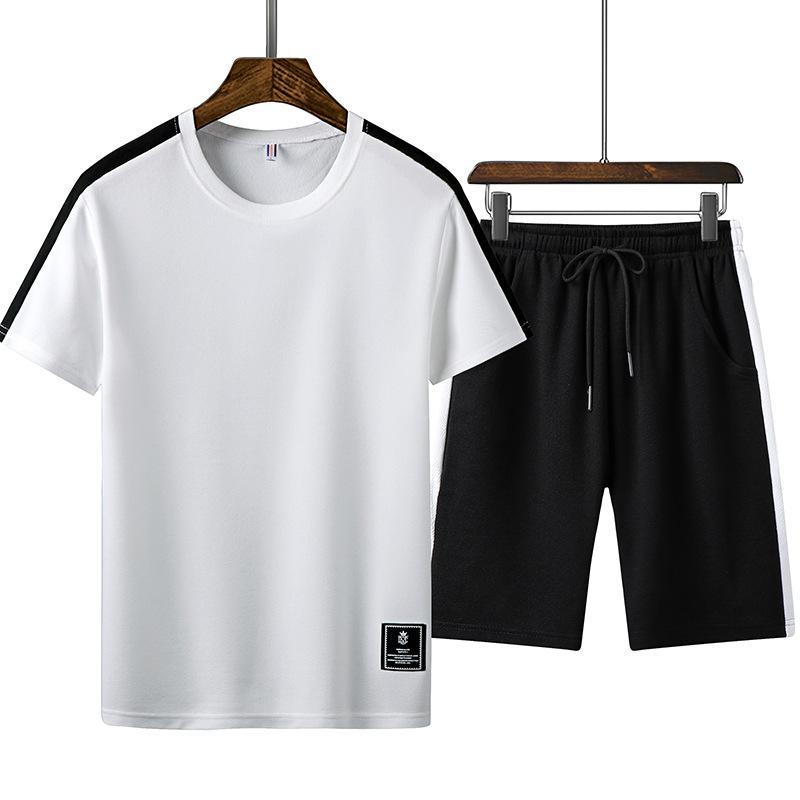 

Tracksuit Men Summer Men's Sets T Shirts+shorts Two Pieces Casual Male O-Neck Solid Sportswear M-4XL Tracksuits, Grey