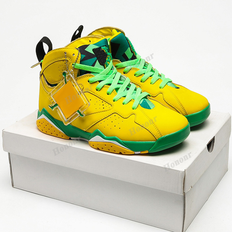 

2021 Top Quality Jumpman 7 yellow green Basketball Shoes 7s Designer Fashion Sport Running shoe With OG Box, #1