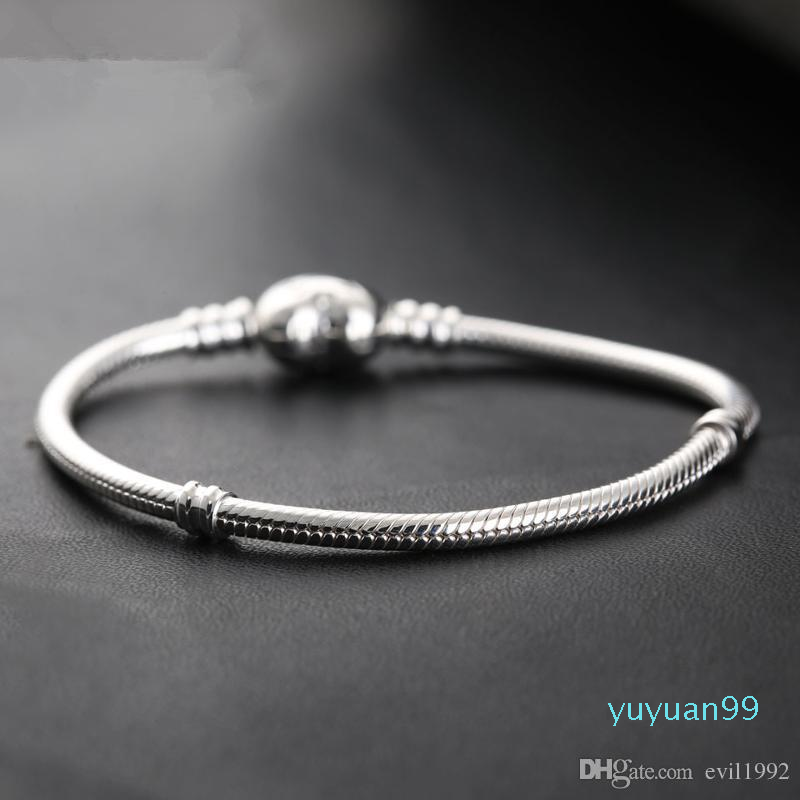 

Silver Plated Heart Bracelets Snake Chain Fit for pandora Bangle Bracelet Women Children Gift