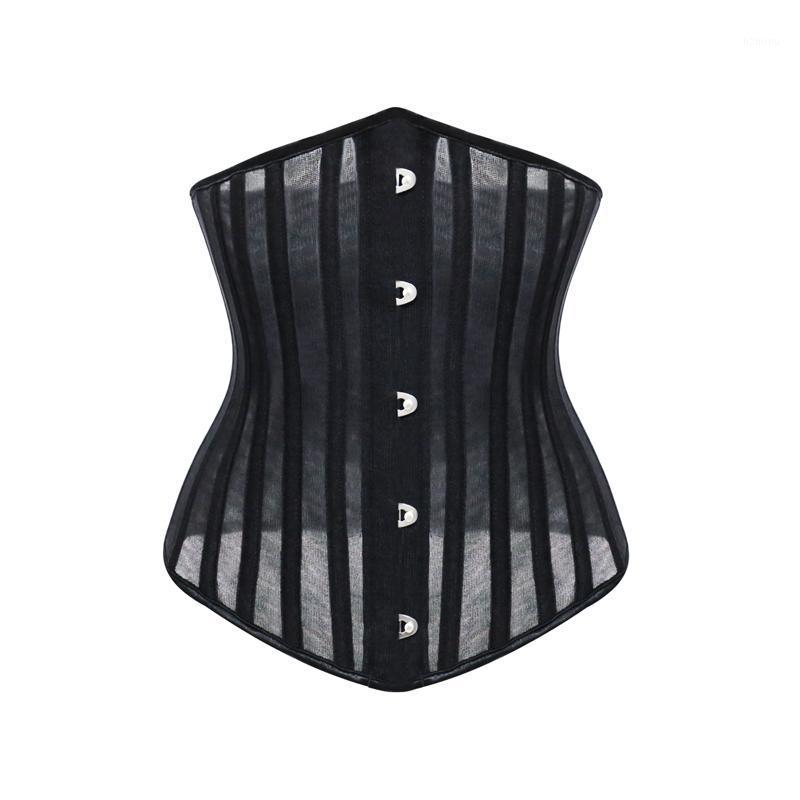 

Burvogue Corsets And Bustiers Women Breathable 24 Steel Boned Corset Thin Mesh Underbust Slimming Belt Waist Trainer Sexy &, Black