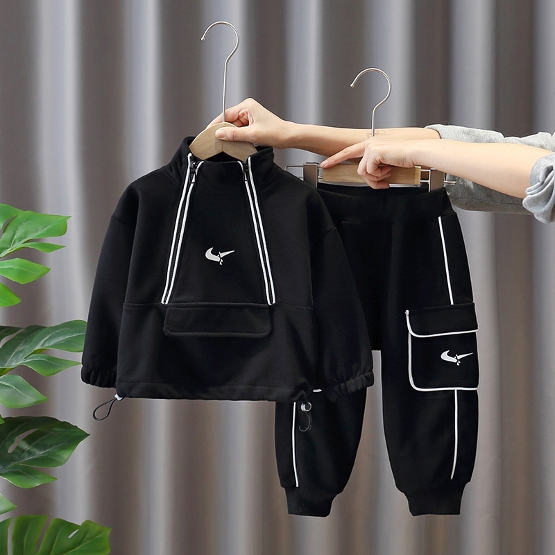 

2096 boys' sweater autumn new 2021 two-piece set baby middle and small children's sports leisure foreign style
