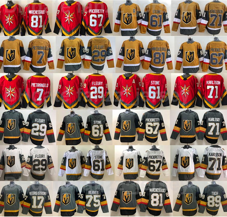 

Vegas Golden Knights Jersey Hockey Reverse Retro 7 Alex Pietrangelo 29 Marc-Andre Fleury 61 Mark Stone 75 Ryan Reaves 67 Max Pacioretty Tuch, Black;red