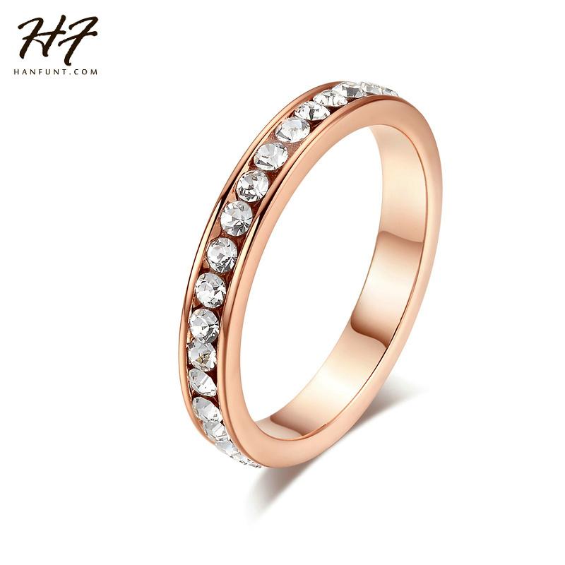 

Wedding Rings Romantic Crystal Ring Rose Gold Color Made With Genuine Austrian Crystals Full Sizes Sale R082, Slivery;golden