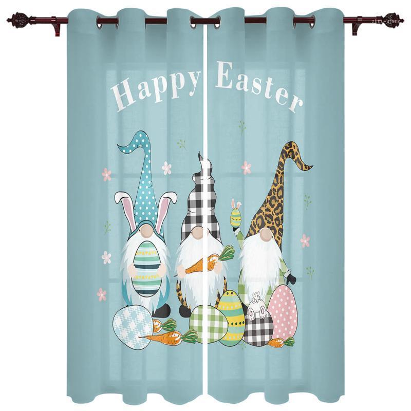

Nice Translucent Curtains With Easter Gnome Eggs Pattern For Living Room Kitchen Bedroom Decoration Windows Curtain & Drapes