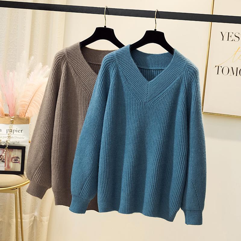 

Women's Sweaters Knitted Sweater Women V Neck Oversize Korean Pullovers Ladies Winter Loose Female Casual Jumper Ropa De Mujer, White;black