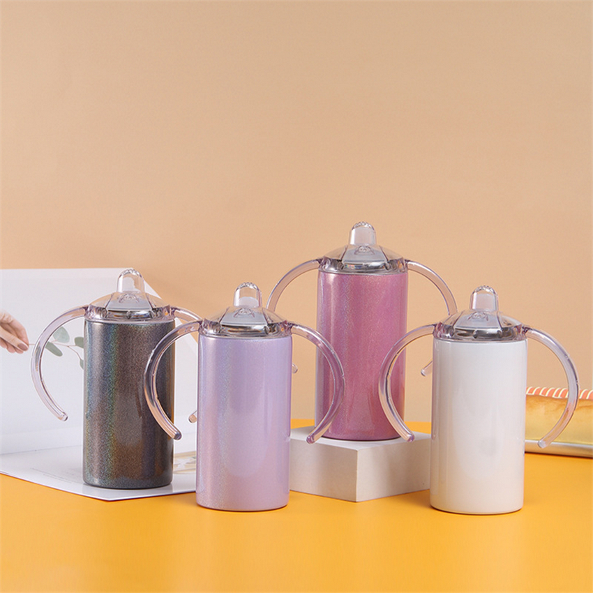 

12oz Straight Glitter Tumblers Sublimation Pacifier Handle Lids Sippy Cups Baby Blank Water Bottles Double Wall Vacuum Insulated Kids Milk Drinkwares 5 Colors A16, As pic show