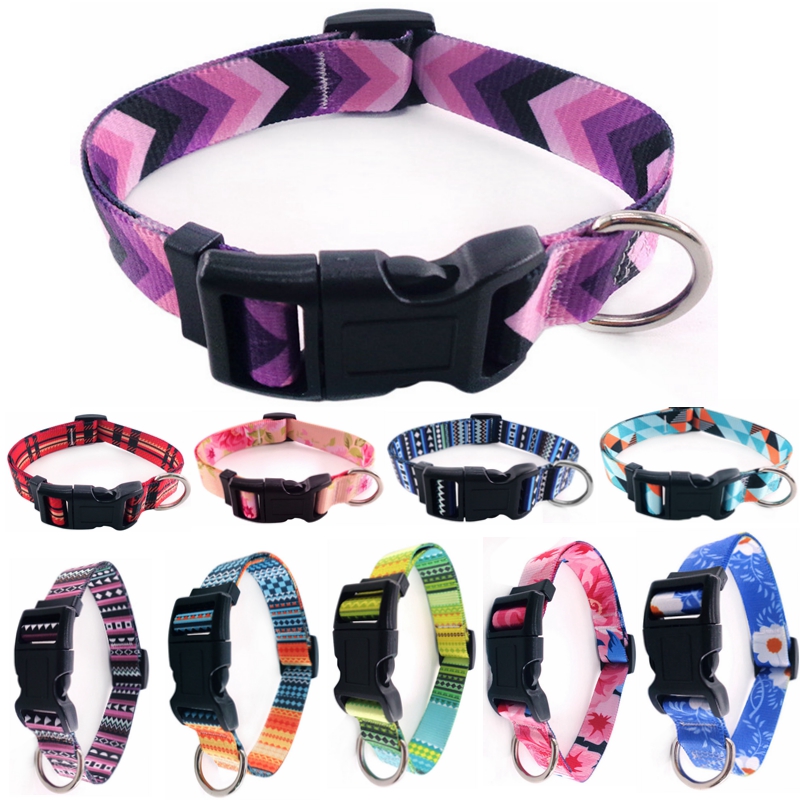 

10 Colors Pet Cat Dog Collars Comfortable Colorful Adjustable Collar Fadeproof Sublimation Printing Designer Bohemian British Style