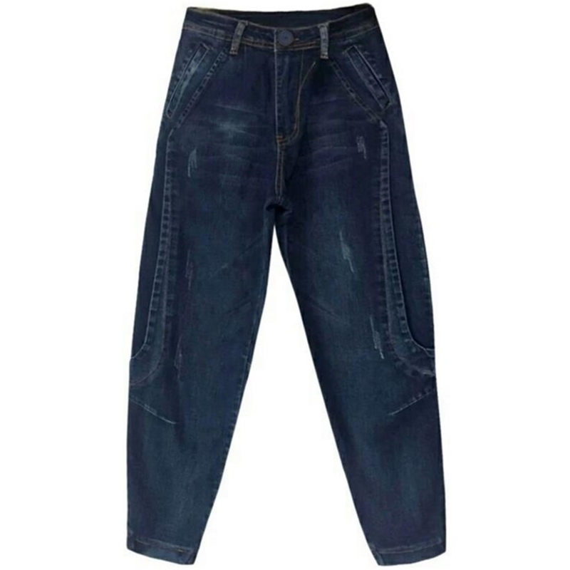 

Boyfriend Jeans High Waist Harem Pants Women Trousers Casual Plus Size Loose Denim 210720, Blue