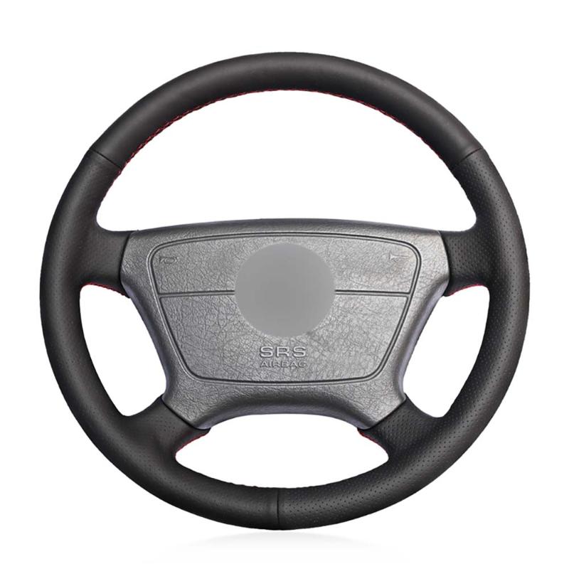 

Steering Wheel Covers Hand-stitched Black Leather Car Case For W210 E-Class E200 240 280 320 1995-2002 W140 S320 350 420