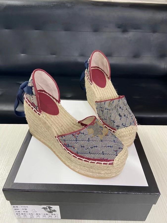 

2021 high-heeled sandals thick bottom light twine braided cross strap fisherman shoes designer wild wedge comfortable canvas mkjjj0001
