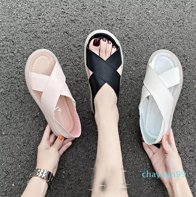 

#2021 Fashion Women Sandals Shoe Summer Ins tide roman sandal cross slippers outdoor flats walking flat girl shoes high quality 35-40