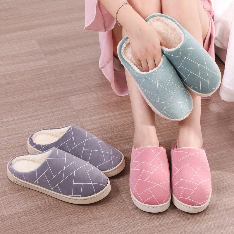 

Slippers Women's Winter Home Couples Indoor Thick-soled Anti-slip Comfortable Warm Month Mao Cotton Shoes, Pink