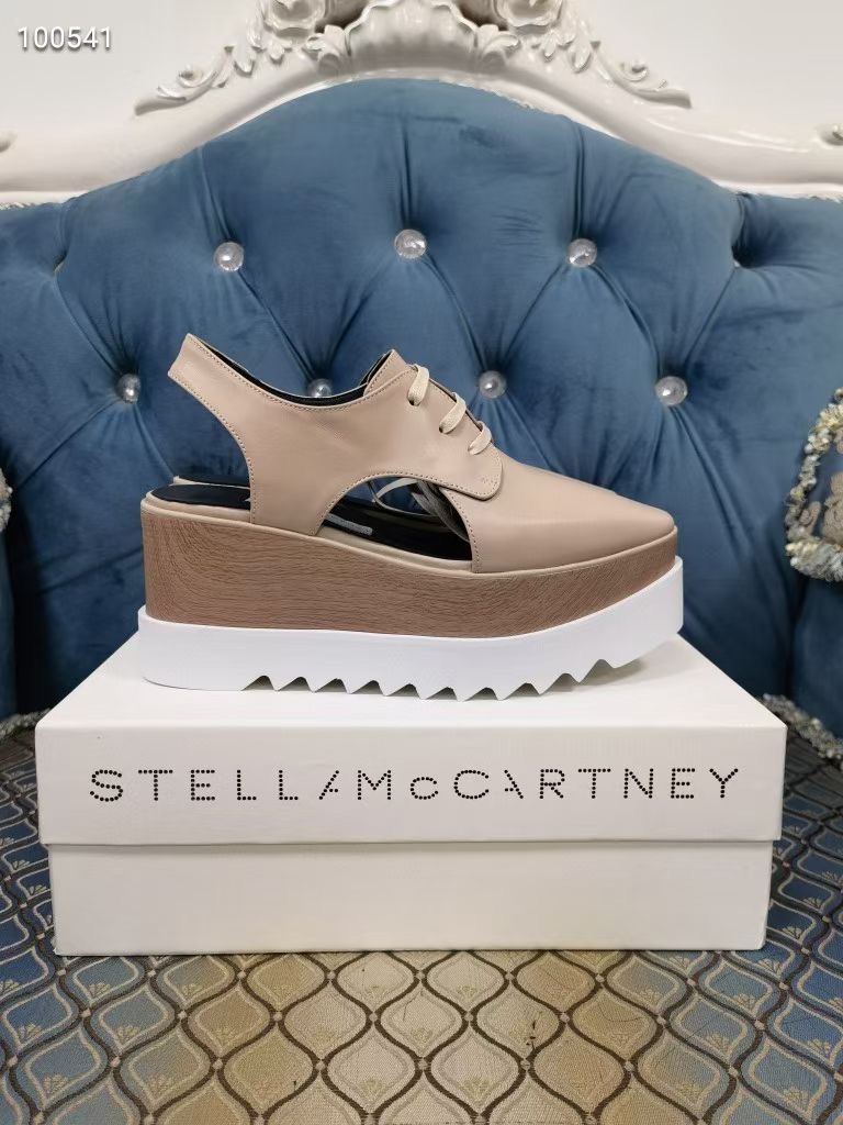 

Women Sandals Stella Mccartney Fashion Platform Lady Shoes 7cm Wedge Apricot Color