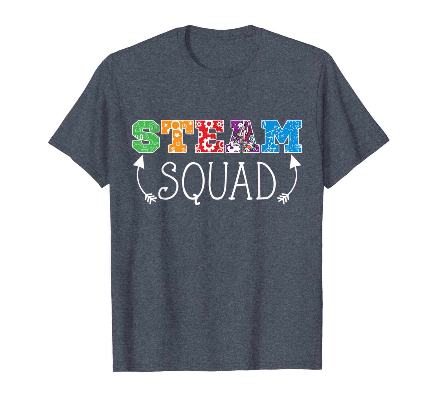 

science, tech, engineering, arts, math t-shirt steam squad, White;black