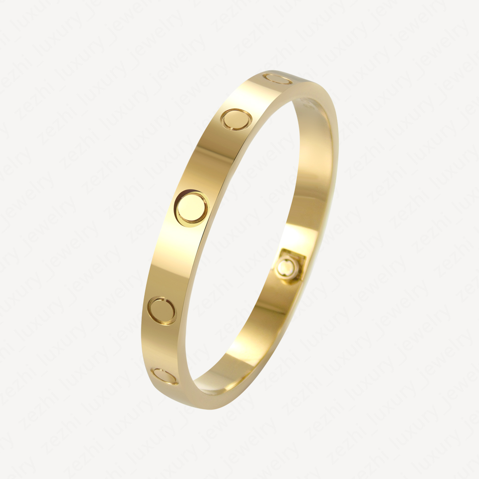Womens Love Bracelet 18K Gold Plated Titanium Bangles Mens Bracelets Fashion Stainless Steel Bangle Couple Party Wedding Preferred Size 17 With J-image-734752161