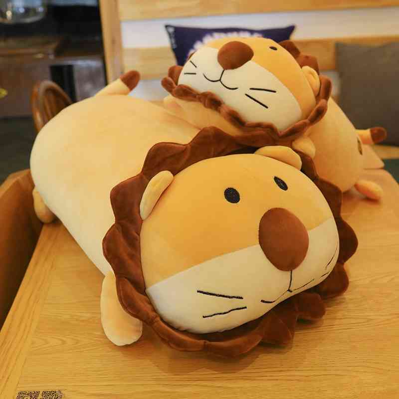 

Cute soft lying plush toy lion doll down cotton large sleeping lunch break pillow girl, Yellow