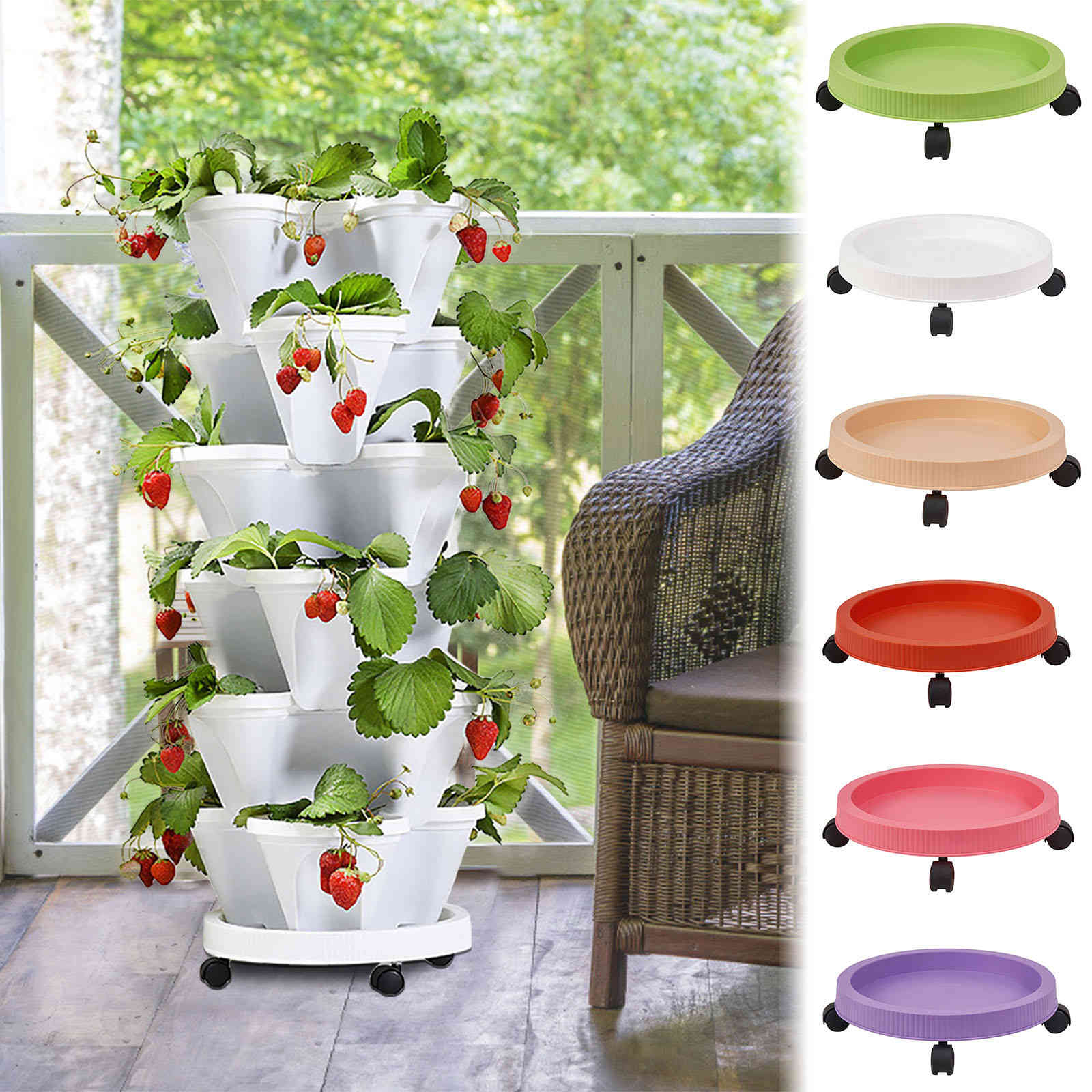 Reusable plant support tray removable flower vase tray wheel lower tray drip water base plant drip garden supply-image-693908124