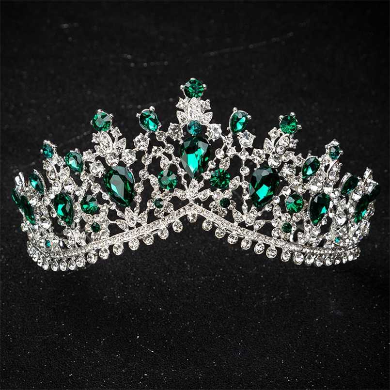 

KMVEXO European Design Crystal Big Princess Queen Crowns Marriage Bridal Wedding Hair Accessories Jewelry Bride Tiaras Headbands 211019