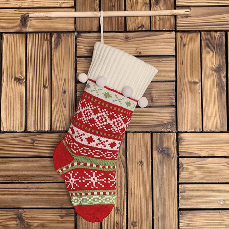 

Christmas Decorations 3pcs Decorative Socks Jacquared Knitting Hanging Ornament