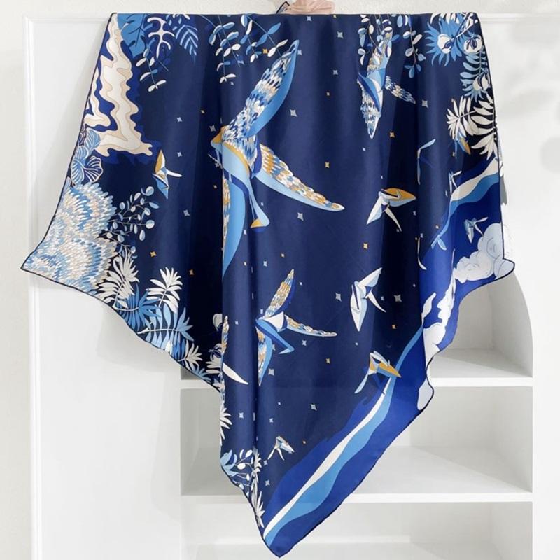 

Scarves Charming Print 100% Natural Silk Scarf Wraps Shawl For Female Gifts Luxury Double Side Printing 16mm