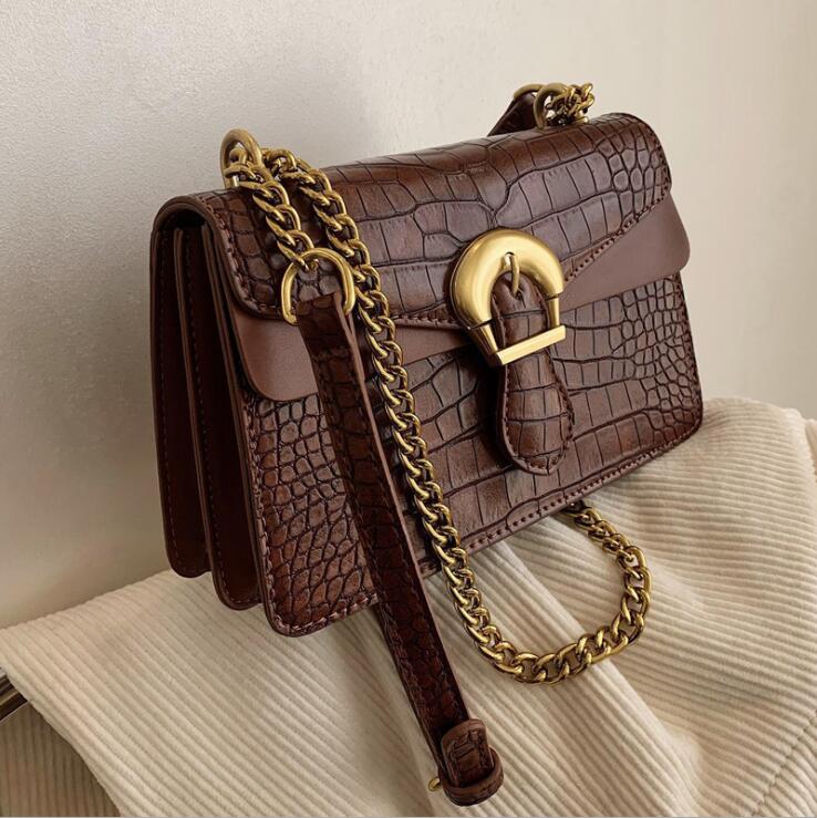 

Factory wholesale women handbag retro leather chain bag Western style Joker Alligator handbags street trend shaping leathers shoulder bags