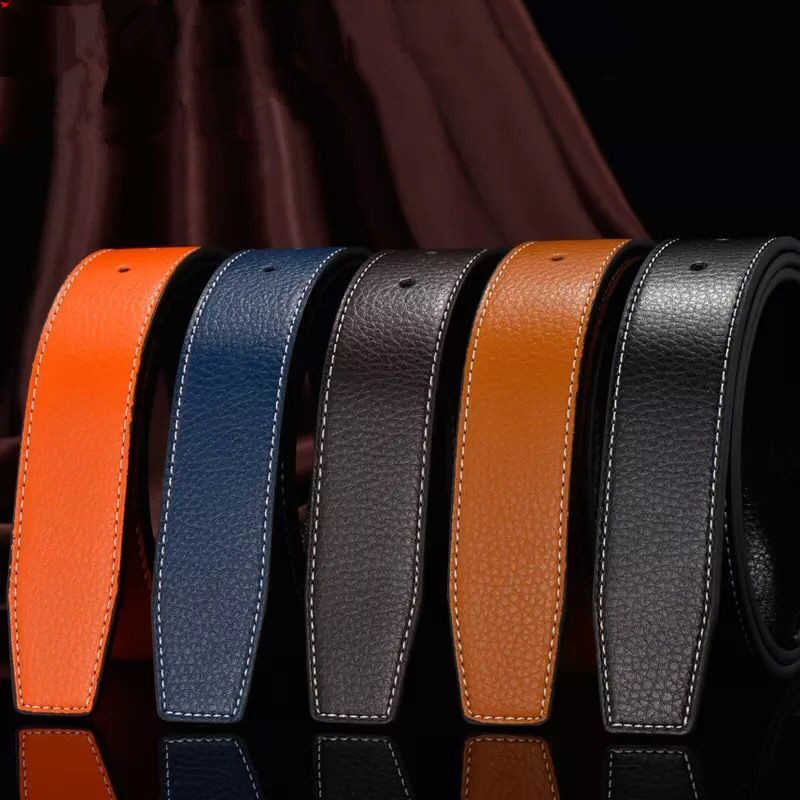 

New Luxury Brand h Belts for Men High Quality Buckle Male Strap Genuine Leather Waistband Ceinture Homme,no Buckle 3.8cm Belt Q0630, Black