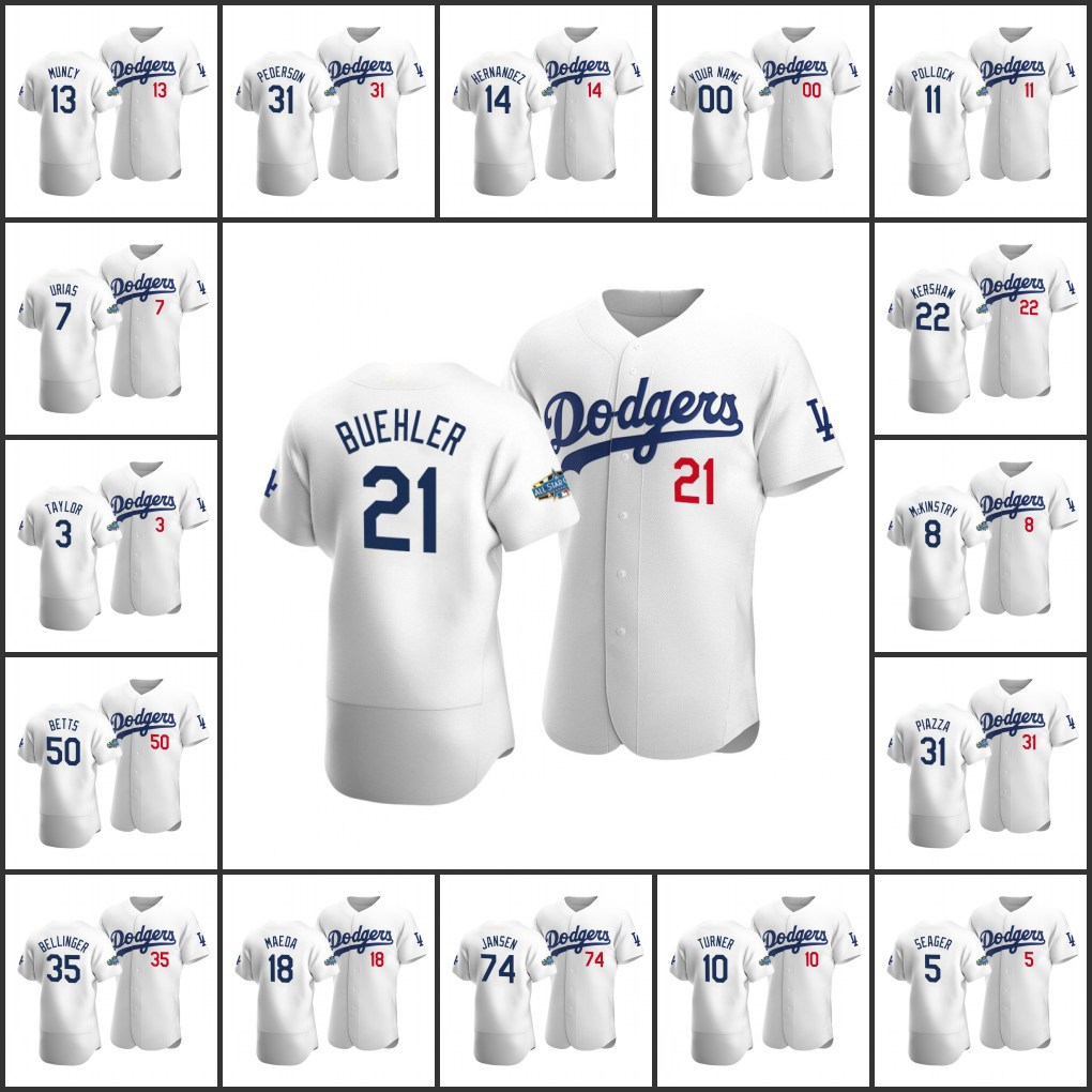 

Men Los Angeles's Dodgers #35 Cody Bellinger 50 Mookie Betts 5 Corey Seager Women Youth Custom World Series Champions Authentic Home Jersey White