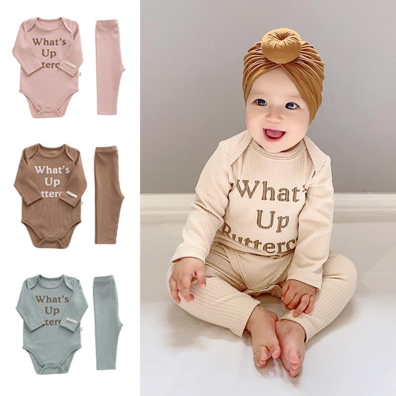 

Clothing Sets 0-24M Infant Baby Boys Girl Set Long Sleeve Bodysuit And Pant Autumn Winter Born Casual Sleepwear, White