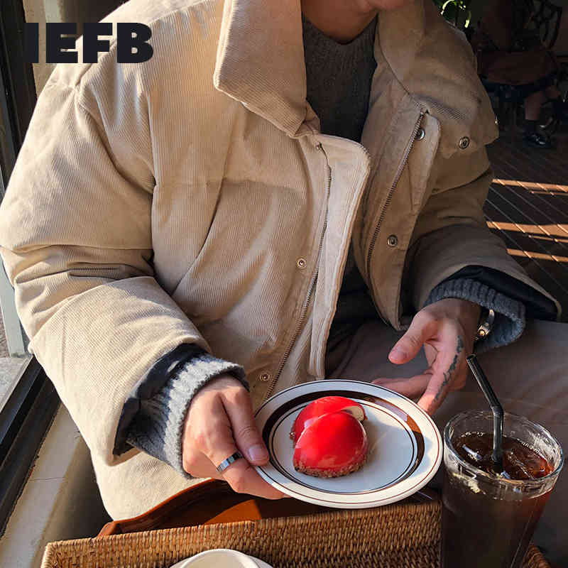 

IEFB /men's wear winter cotton-padded clothes korean style trendy corduroy warm loose coat for male vintage 9Y3293 210524, Plaid