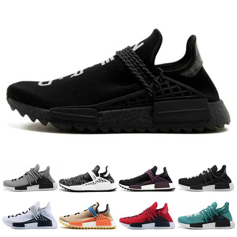 

human race hu trail pharrell williams men running shoes nerd black cream orange red women sports runner sneakers size 3647, Yellow
