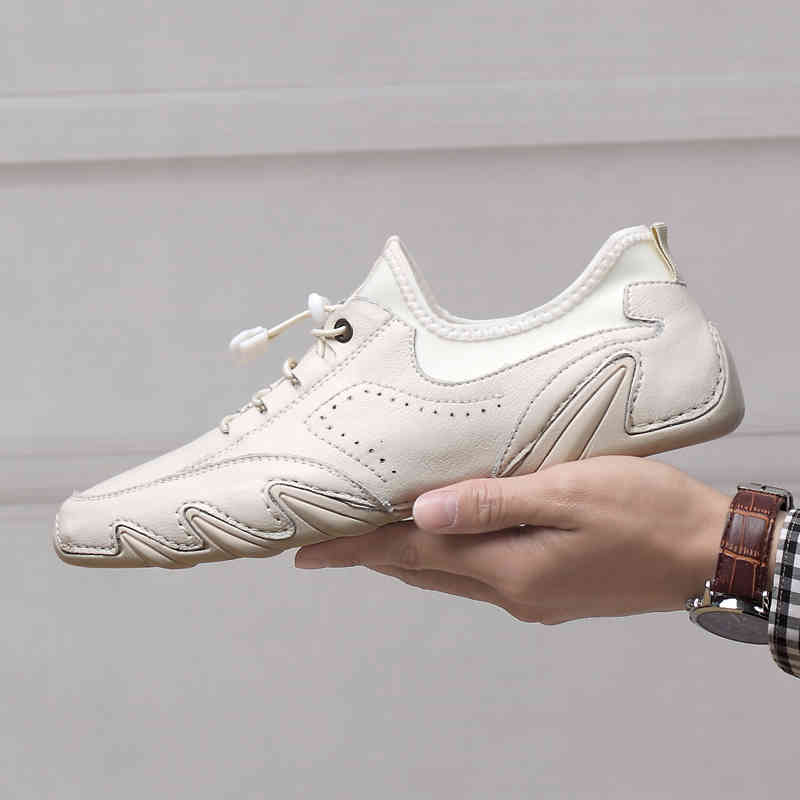 

dress shoes white men's sneakers genuine leather casual lightweight breathable mens tenis outdoor male comfortable flats zeu7, Black