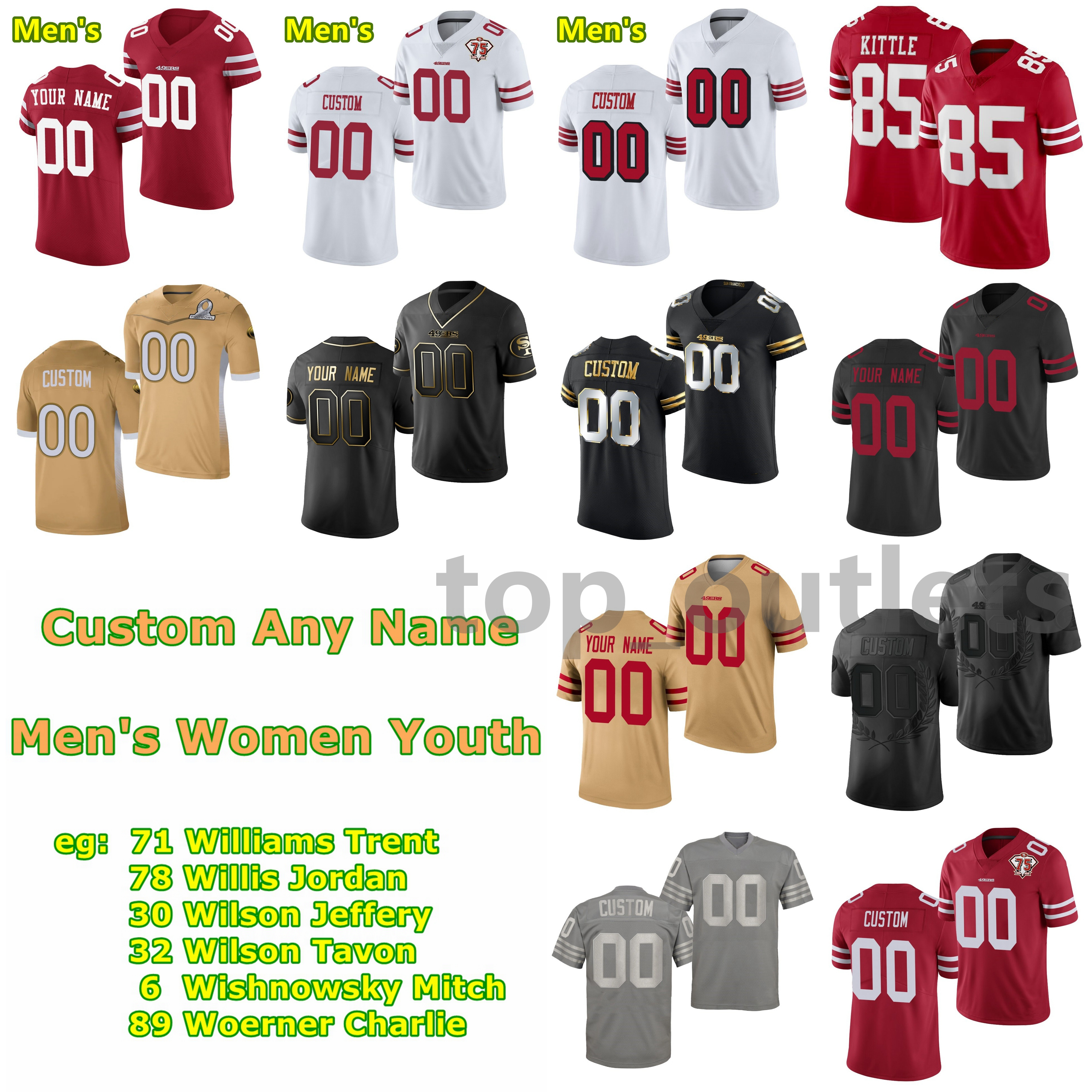 

2021 49ers American Football Jerseys Weston Richburg Jersey Justin Skule Ambry Thomas Laken Tomlinson Eddie Vanderdoes Trey Sermon Custom Stitched, As photo