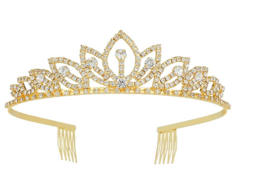 

Headpieces Trendy Shiny Diamond Crown Hair Accessories Exotic Heart-shaped Lotus Leaf Bridal Wedding Headdress