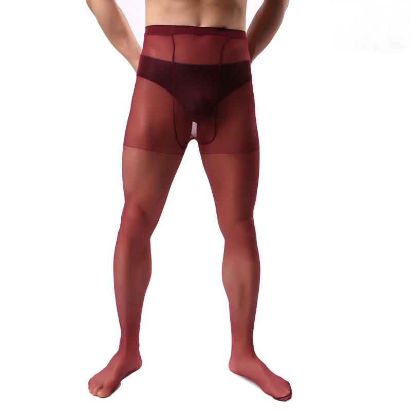 

Men's Socks Dark Red Sheer Tights Men Transparent Erotic Sexy Underwear Body Stockings Sissy Man Gay Fetish Pantyhose Lenceria Para Hombre, Wine red