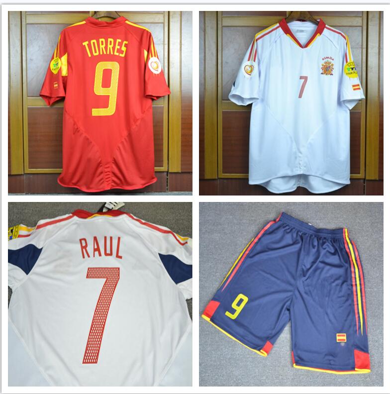 

1996 1998 2000 2002 2004 World Cup spain soccer Jerseys home away 96 98 02 04 F.Hierro RAUL Xavi Puyol Torres Hierro Morientes football Shirts, 1998 home red