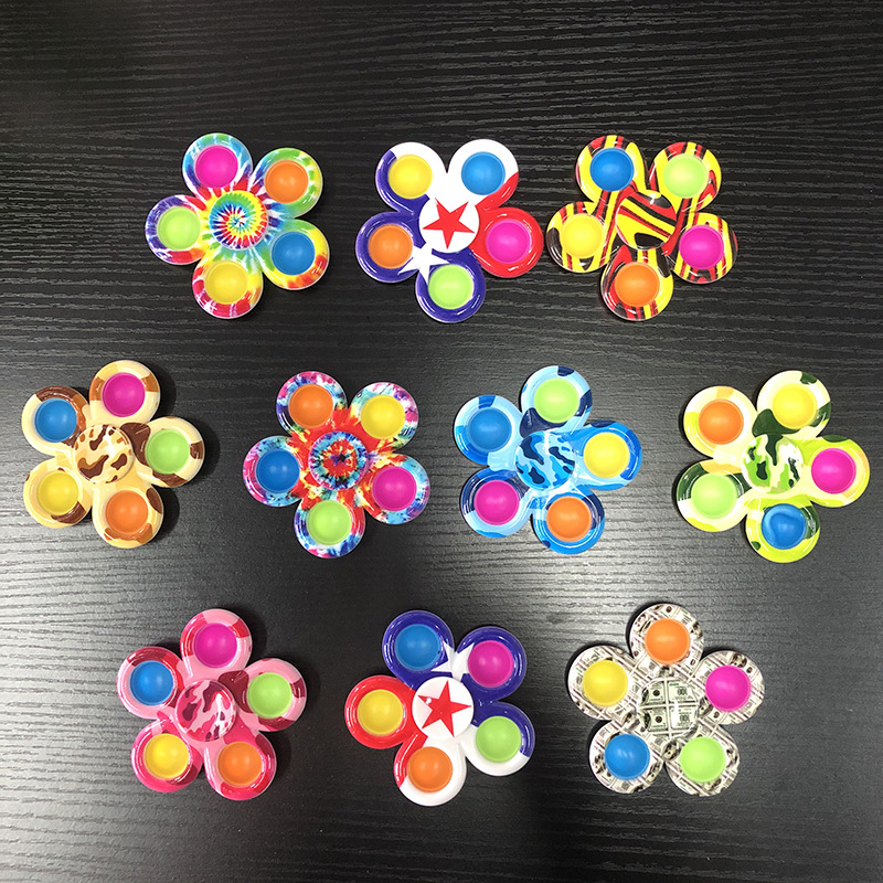

Baby Sensory Simple Dimple Toys Gifts Adult Child Funny Anti-stress Finger spinner Stress Reliver Push Bubble Fidget Toy FIVE-LEAF, six-leaf solid