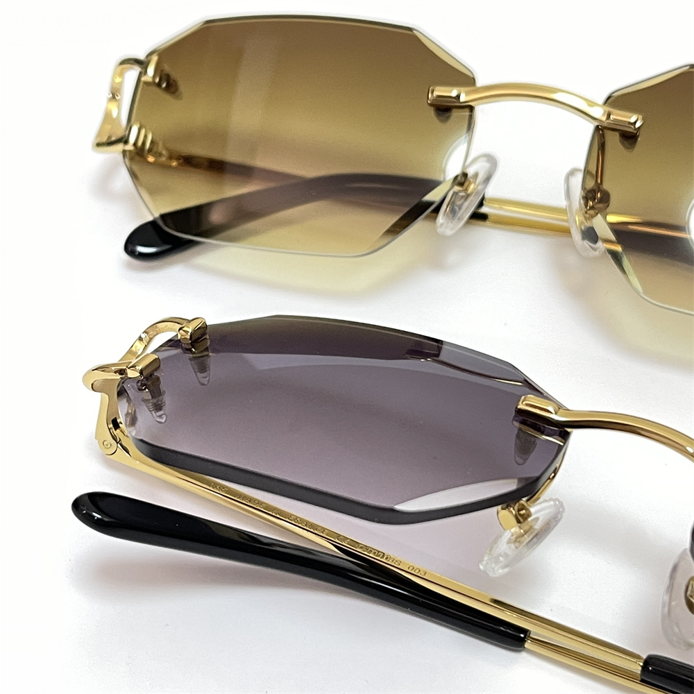 

Luxury Designer Mens Sunglasses Diamond Cut Lens Brand Design Piccadilly Irregular Frameless Man Fashion Square sun Glasses 18K