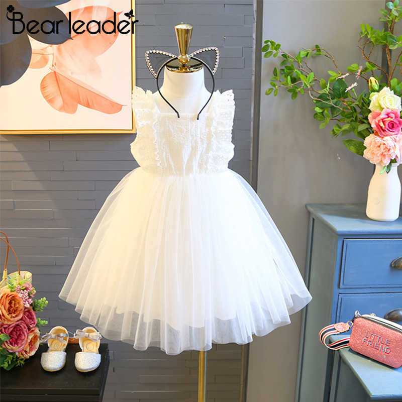 

Bear Leader Girls Dress Summer Children Floral Dresses Girl Clothes Lace Solid Party Dress Openwork Kid Princess Dress 3-7Y 210708, Ax1129