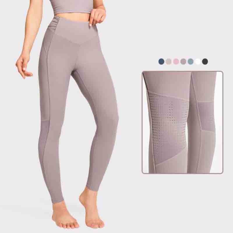 

Women Align Leggings Yoga Pants Fitness Sports Running Net Fight Nude Feeling High Waist Tight Ribbed Nine-point