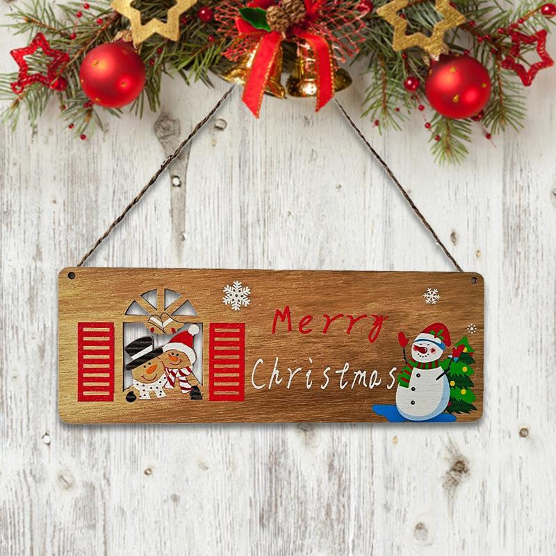 

Christmas Decorations 1pcs MerryChristmas Wooden Door Hanging Sign Tree Ornament Decoration For Home Pendant Navidad Gift